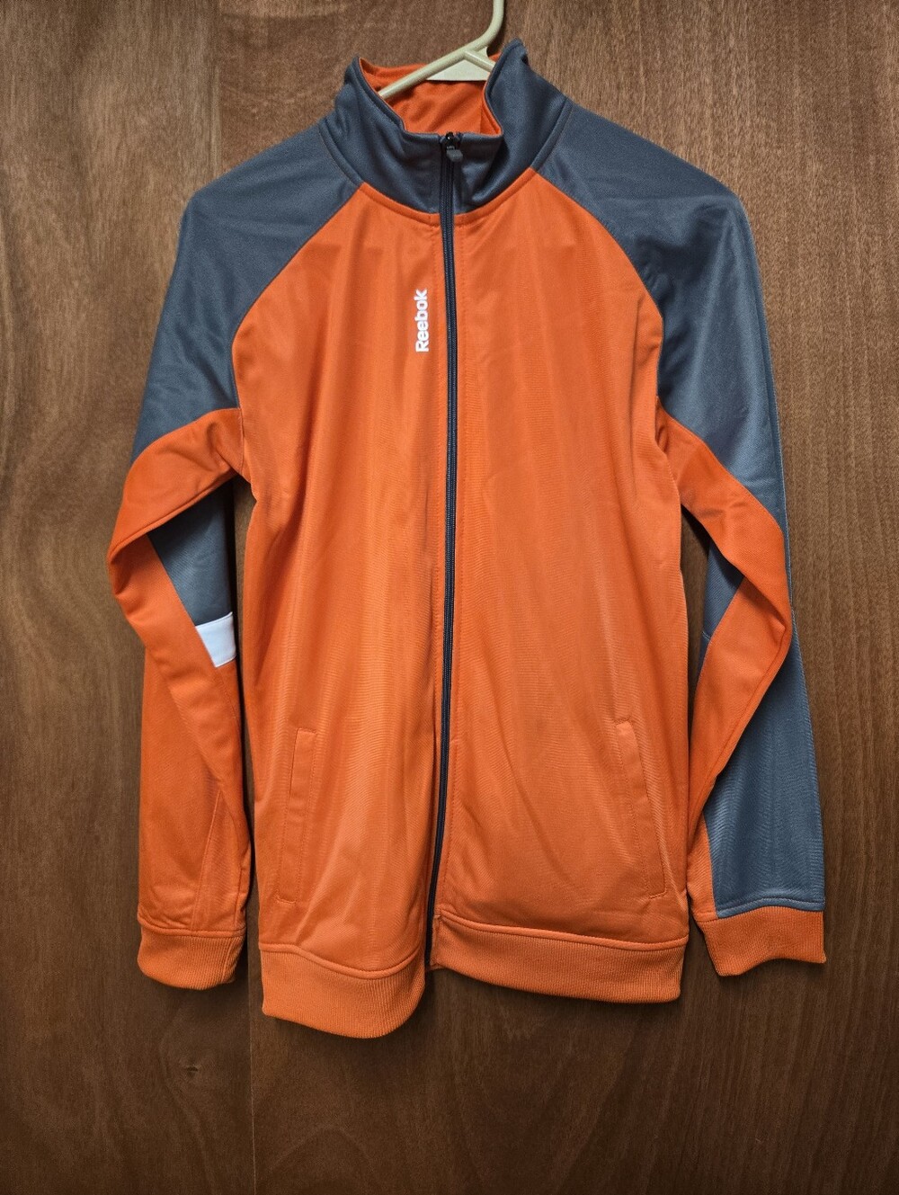 Reebok Orange and Gray Zip-Up Athletic Jacket